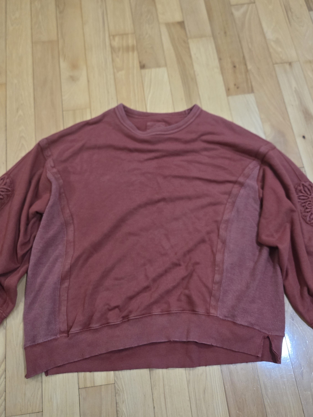 Aerie "Keep It Light" Crochet Patch Oversized Crewneck